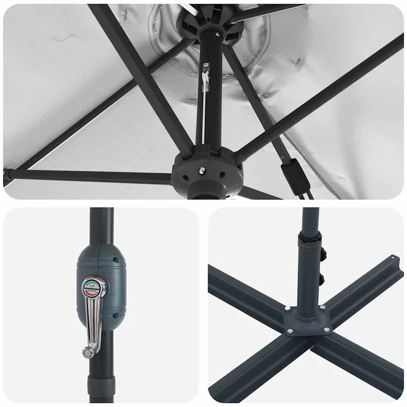 Parasol de jardin pliable moderne 370 x 197 x 239 cm pratique et durable en polyester sable 02_0058739