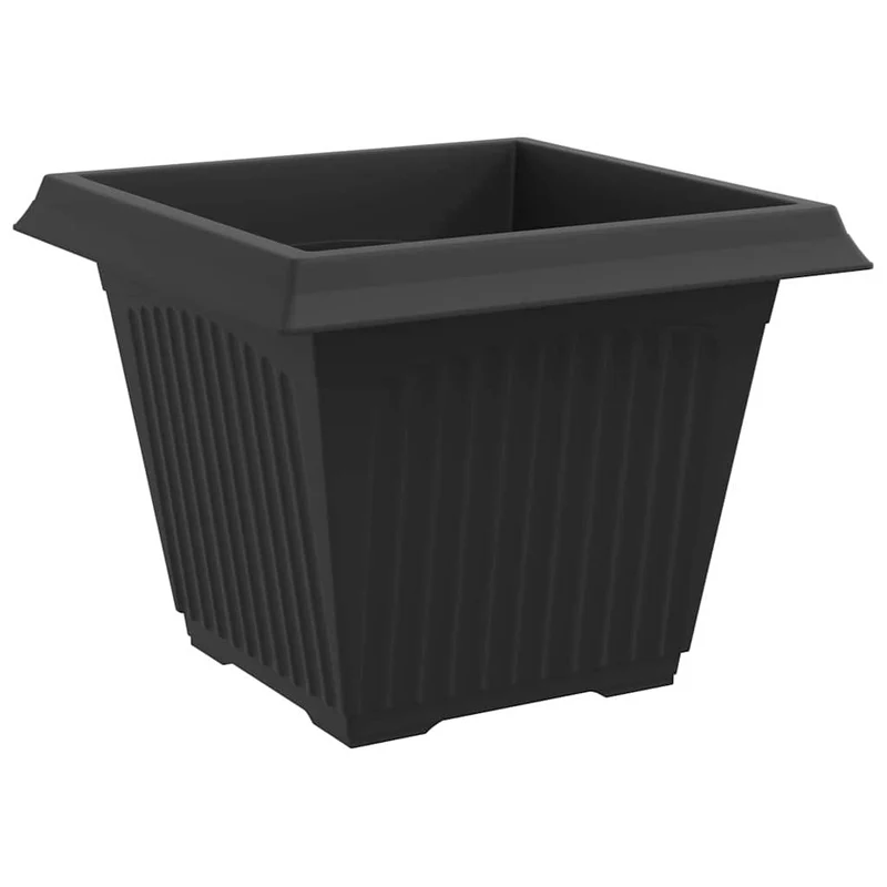 Lot de 24 pots de fleurs carrés légers polyvalents style moderne 43 x 43 x 33 cm en plastique noir 02_0059377