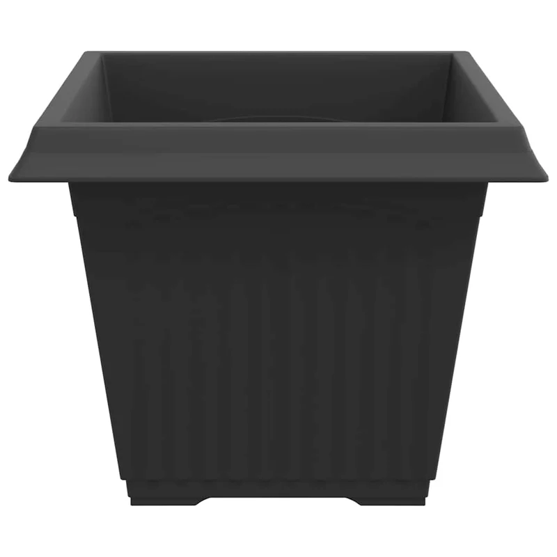 Lot de 24 pots de fleurs carrés légers polyvalents style moderne 43 x 43 x 33 cm en plastique noir 02_0059377
