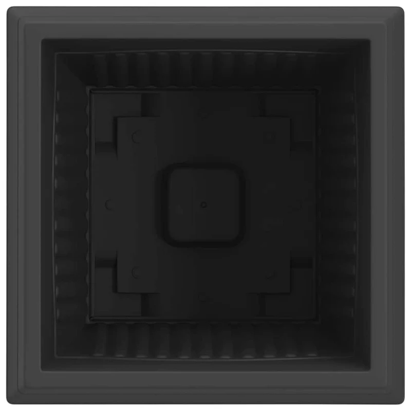 Lot de 24 pots de fleurs carrés légers polyvalents style moderne 43 x 43 x 33 cm en plastique noir 02_0059377