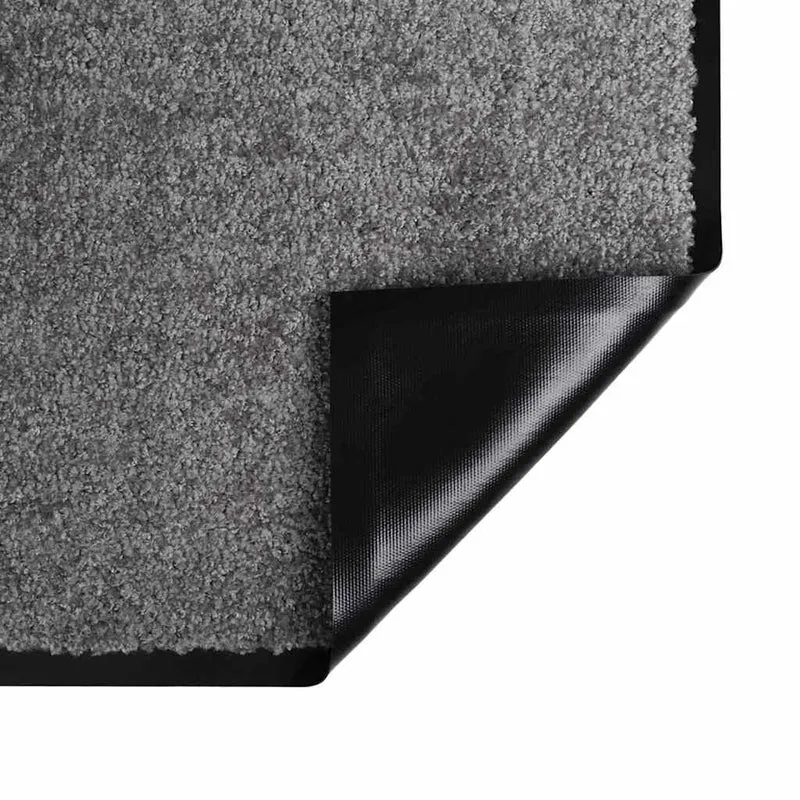 Tapis de porte rectangulaire absorbant design moderne 60 x 40 x 1.2 cm en teddy gris clair 02_0059003