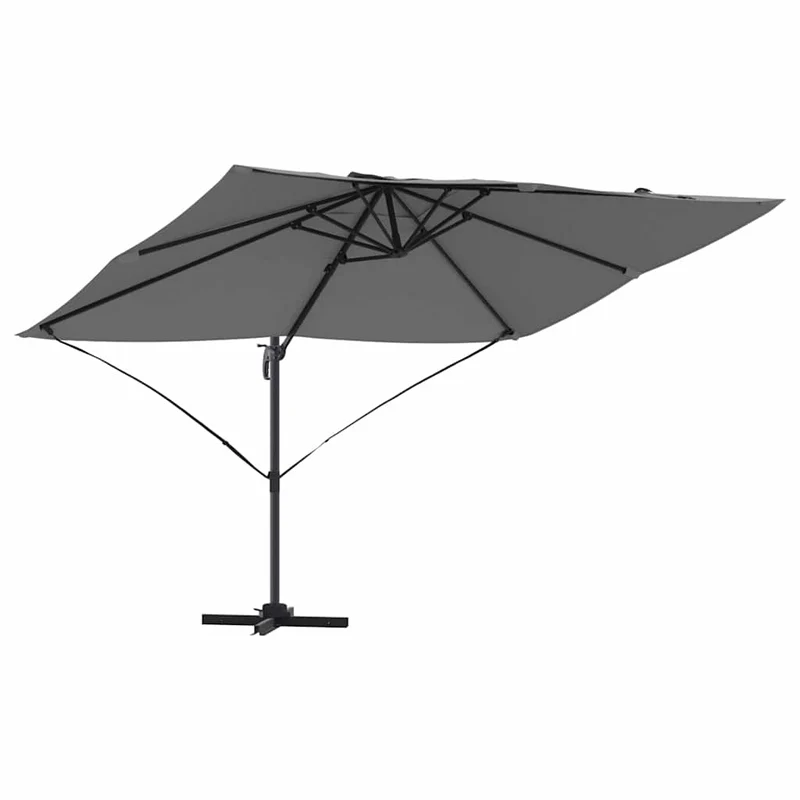 Parasol cantilever moderne incliné pivotant pour jardin 351 x 250 x 260 cm en polyester anthracite 02_0058717