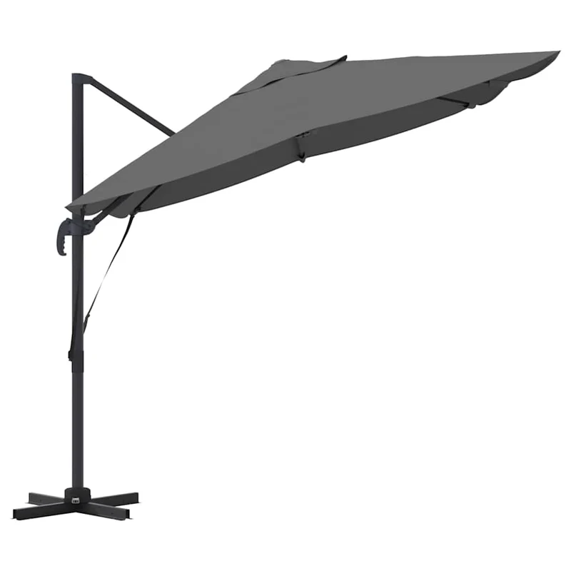 Parasol cantilever moderne incliné pivotant pour jardin 351 x 250 x 260 cm en polyester anthracite 02_0058717