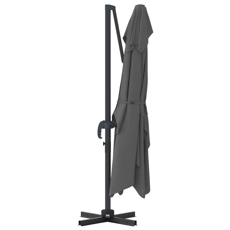 Parasol cantilever moderne incliné pivotant pour jardin 351 x 250 x 260 cm en polyester anthracite 02_0058717