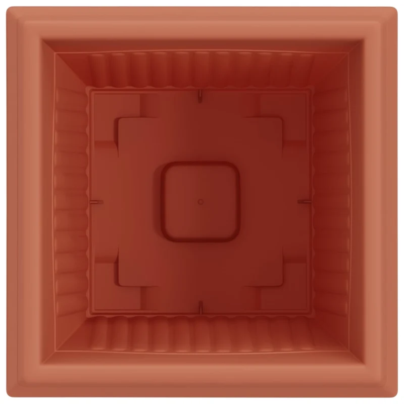 Lot de 24 pots de fleurs carrés 43 x 43 x 33,5 cm design minimaliste polyvalent en plastique rouge brique 02_0059372