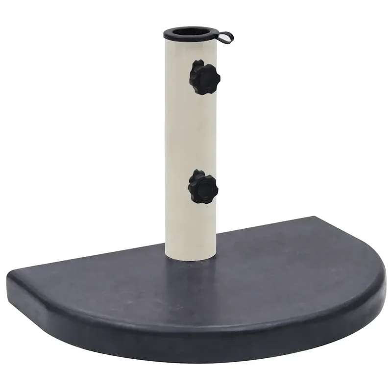Socle de parasol demi-rond robuste 40 x 28 x 4 cm pour extérieur élégant en granite noir 02_0046508
