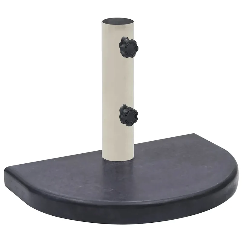 Socle de parasol demi-rond robuste 40 x 28 x 4 cm pour extérieur élégant en granite noir 02_0046508