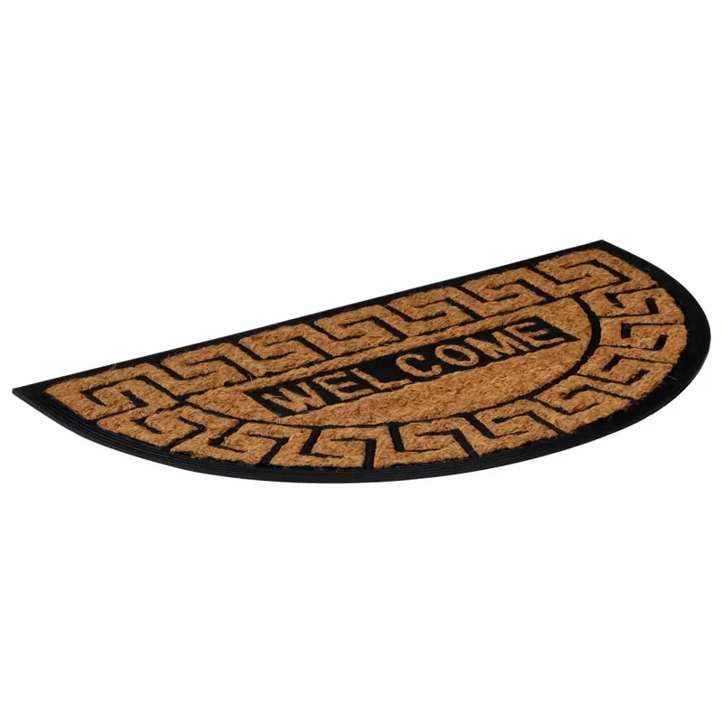 Tapis de porte demi-rond 45 x 75 cm antidérapant et durable intérieur extérieur en caoutchouc noir 02_0046203