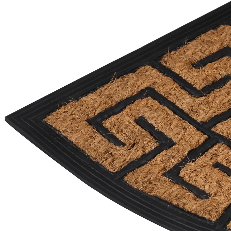 Tapis de porte demi-rond 45 x 75 cm antidérapant et durable intérieur extérieur en caoutchouc noir 02_0046203