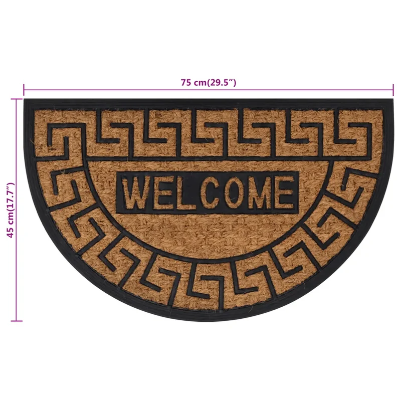 Tapis de porte demi-rond 45 x 75 cm antidérapant et durable intérieur extérieur en caoutchouc noir 02_0046203