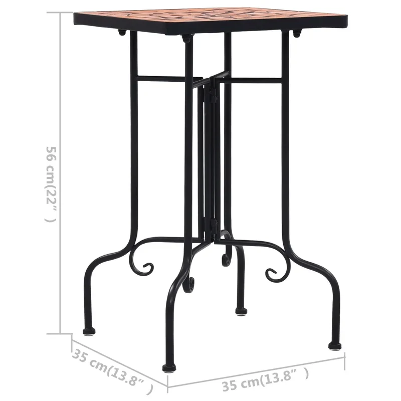 Table de bistro mosaïque extérieure élégante jardin terrasse 35 x 35 x 56 cm en céramique terre cuite 02_0045924