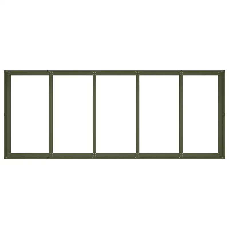 Jardinière rectangulaire moderne pour jardin balcon 200 x 80 x 40 cm avec fond ouvert en acier vert olive 02_0051538