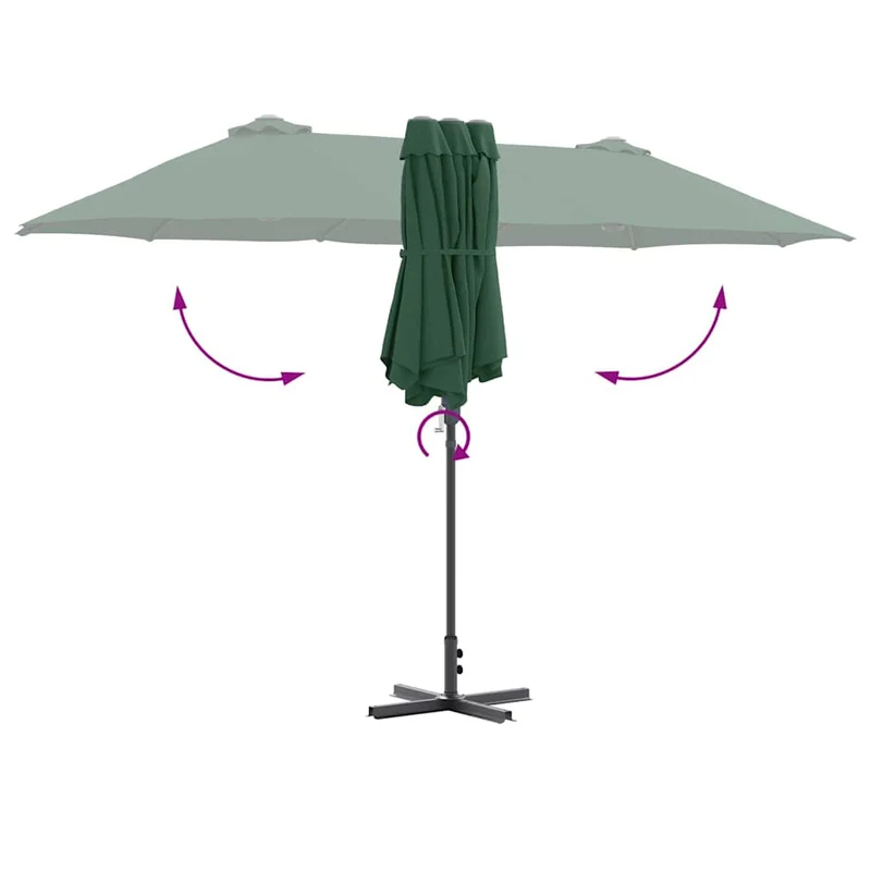 Parasol de jardin pliable moderne 370 x 197 x 239 cm avec protection UV design épuré en polyester vert 02_0058740