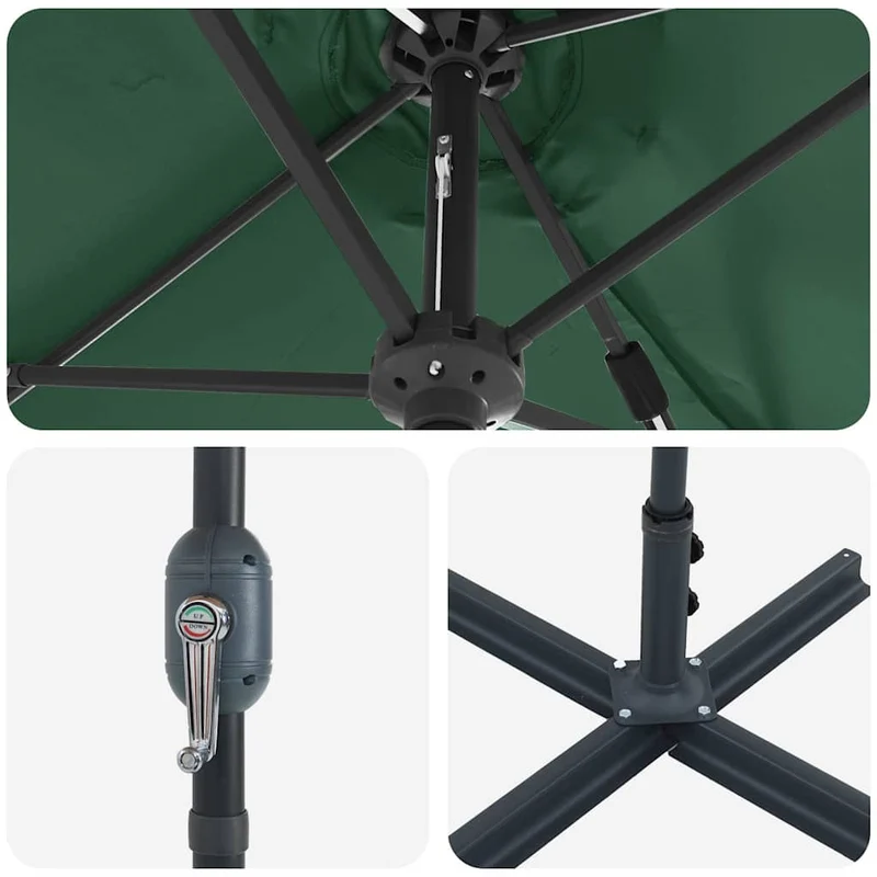 Parasol de jardin pliable moderne 370 x 197 x 239 cm avec protection UV design épuré en polyester vert 02_0058740
