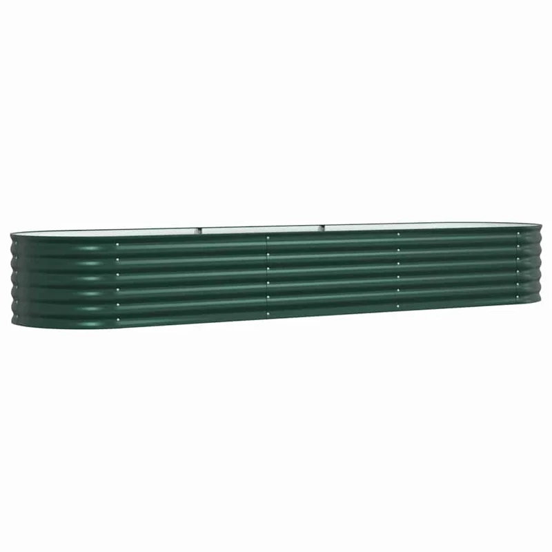 Jardinière surélevée moderne extérieure facile à assembler 320 x 80 x 44 cm en acier vert 02_0058908