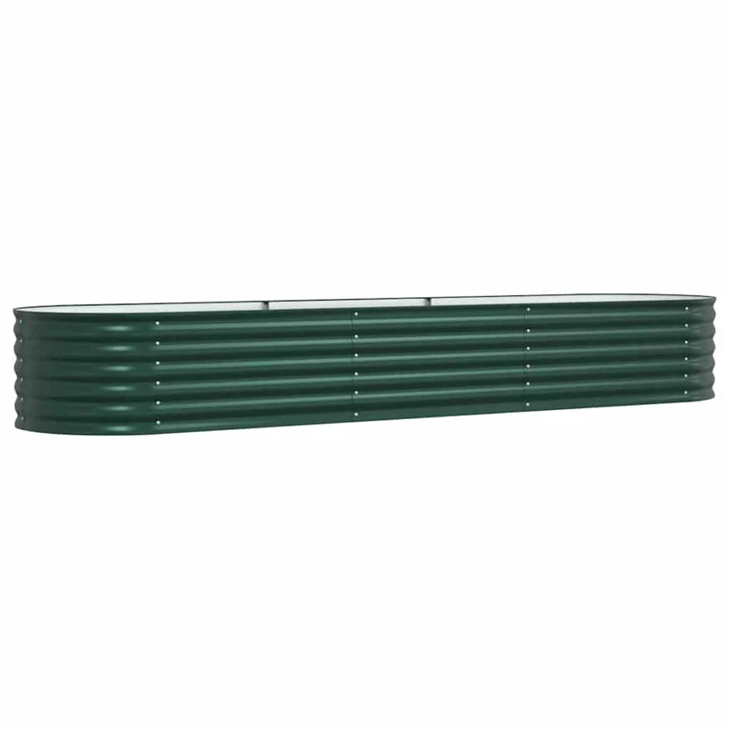 Jardinière surélevée moderne extérieure facile à assembler 320 x 80 x 44 cm en acier vert 02_0058908