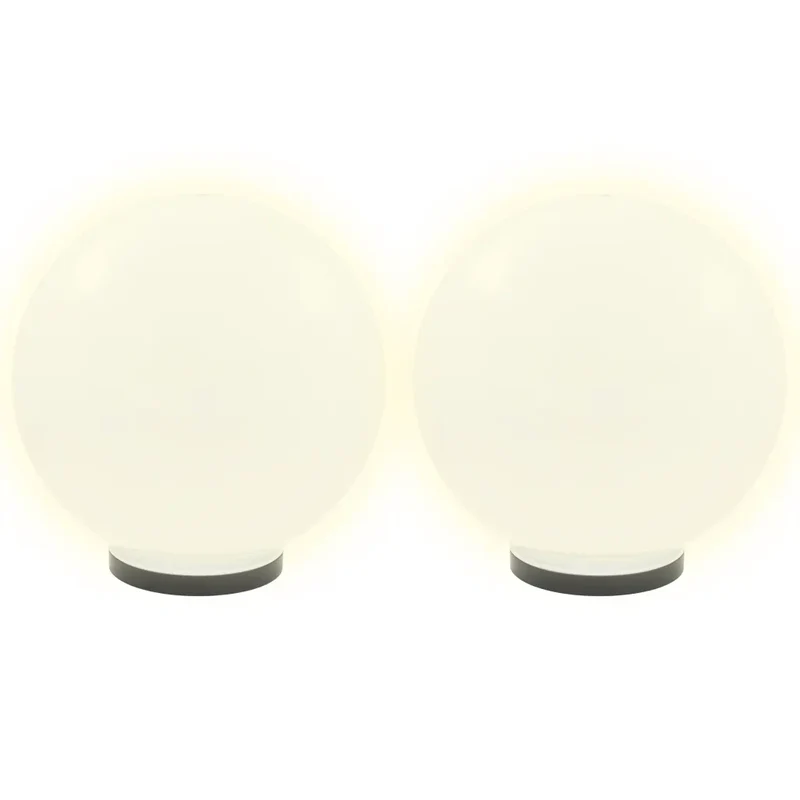 Lot de 2 lampes à LED boule jardin 40 x 40 x 40 cm éclairage décoratif atmosphérique en PMMA blanc 02_0045969