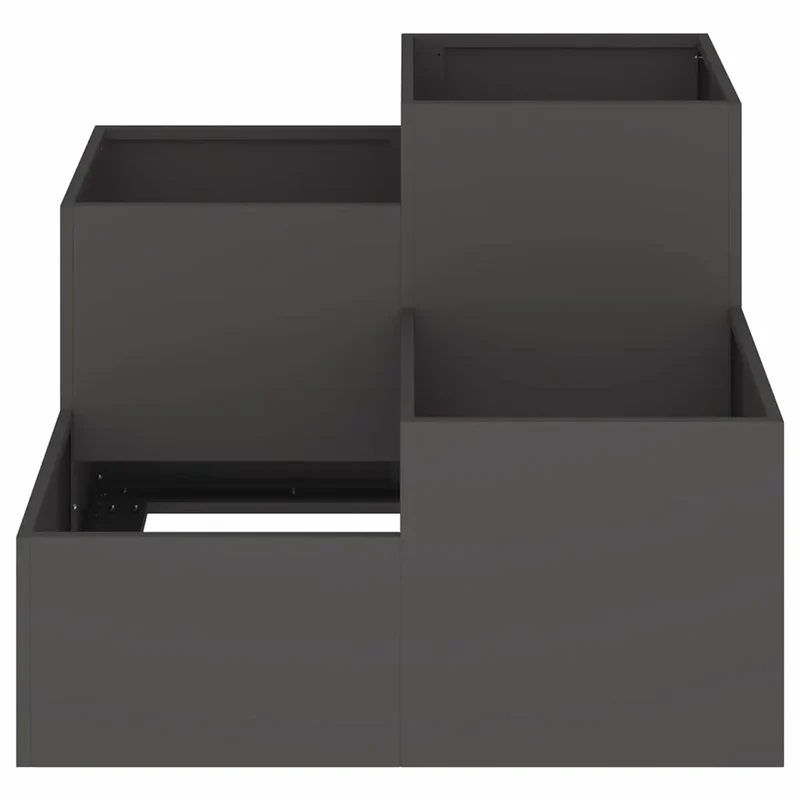 Lot de 2 cache-pots rectangulaires design moderne jardin terrasse 100 x 100 x 60 cm en acier noir 02_0052074