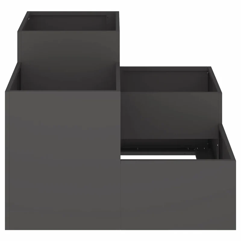 Lot de 2 cache-pots rectangulaires design moderne jardin terrasse 100 x 100 x 60 cm en acier noir 02_0052074