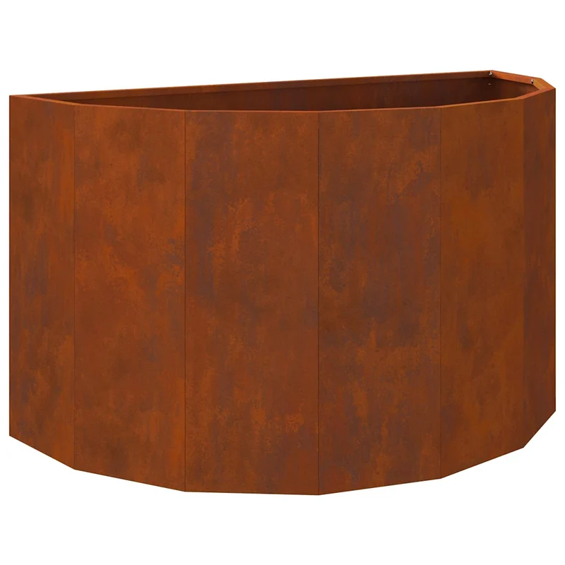 Jardinière demi-ronde moderne extérieure 90 x 45 x 50 cm style contemporain en acier rouillé 02_0052956