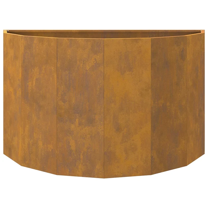 Jardinière demi-ronde moderne extérieure 90 x 45 x 50 cm style contemporain en acier rouillé 02_0052956
