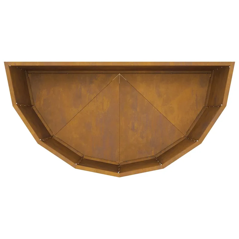 Jardinière demi-ronde moderne extérieure 90 x 45 x 50 cm style contemporain en acier rouillé 02_0052956