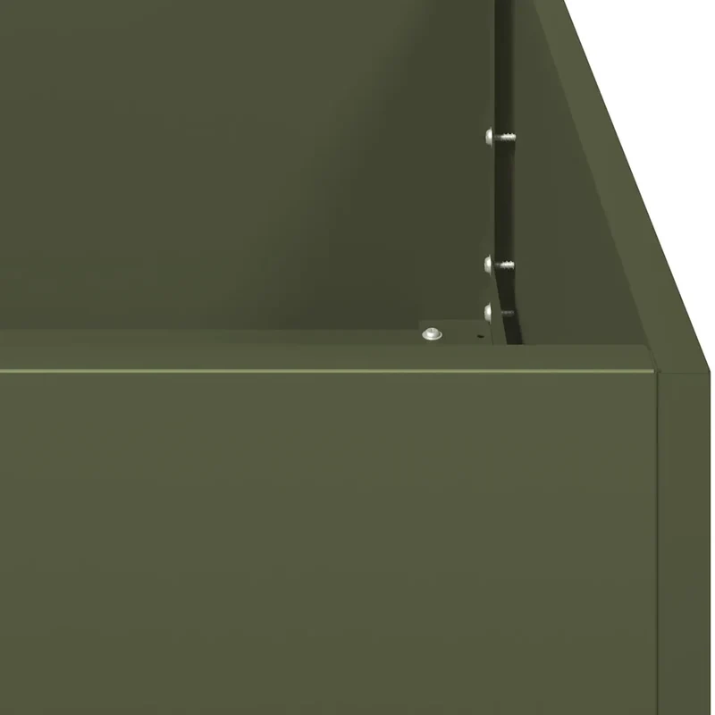 Jardinière élever en extérieur 80 x 40 x 40 cm avec fond ouvert et design moderne en acier laminé à froid vert olive 02_0051460