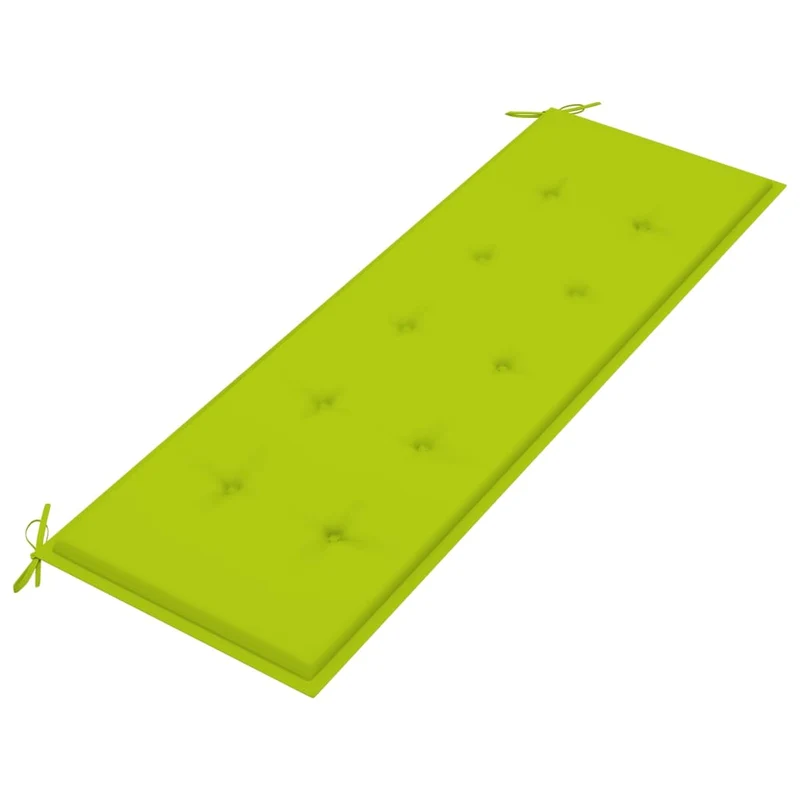 Banc de jardin meuble de patio d'extérieur terrasse avec coussin vert brillant 150 cm bois teck massif 02_0011106