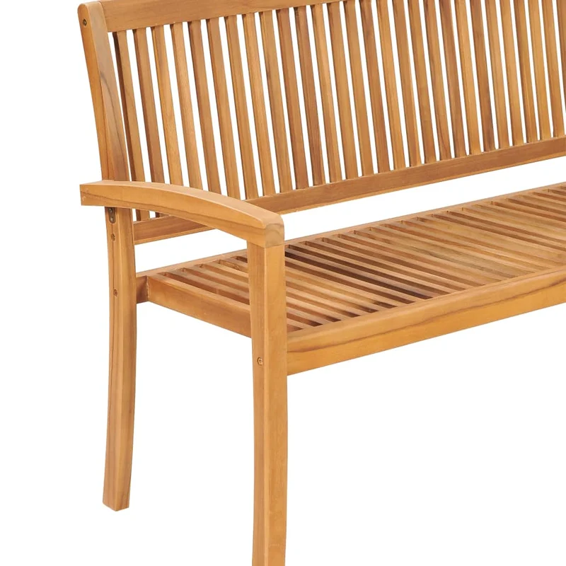 Banc de jardin meuble de patio d'extérieur terrasse empilable et coussin 159 x 57,5 x 90 cm bois de teck massif 02_0011692