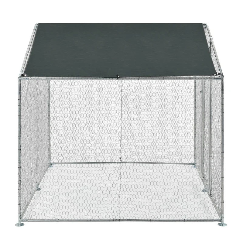 Enclos extérieur volière cage pour animaux avec serrure armature acier galvanisé 2 x 2 x 2 m argent vert foncé 03_0005139
