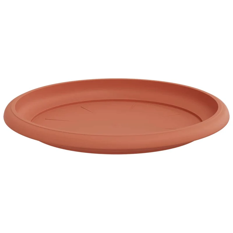 Lot de 24 plateaux à fleurs ronds modernes 14 x 2 cm faciles à nettoyer en plastique rouge brique 02_0059348