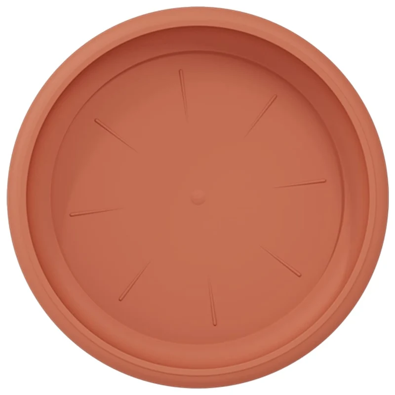 Lot de 24 plateaux à fleurs ronds modernes 14 x 2 cm faciles à nettoyer en plastique rouge brique 02_0059348