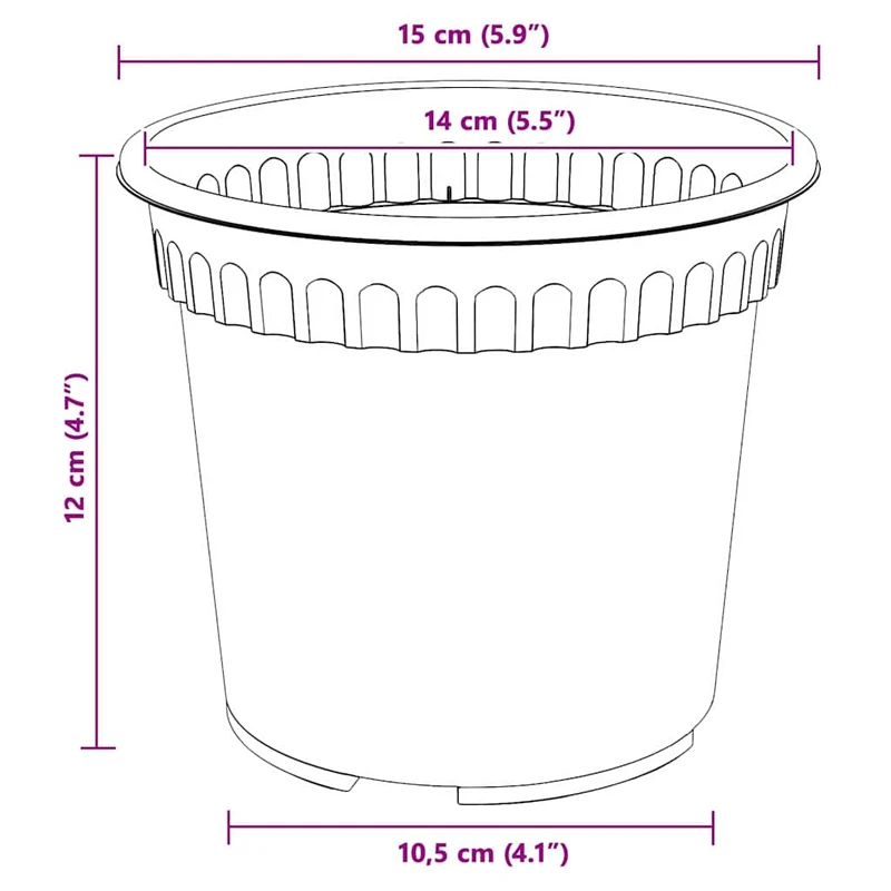Lot de 6 pots à fleurs ronds modernes 15 x 15 x 12 cm légers jardin terrasse en plastique noir 02_0059312