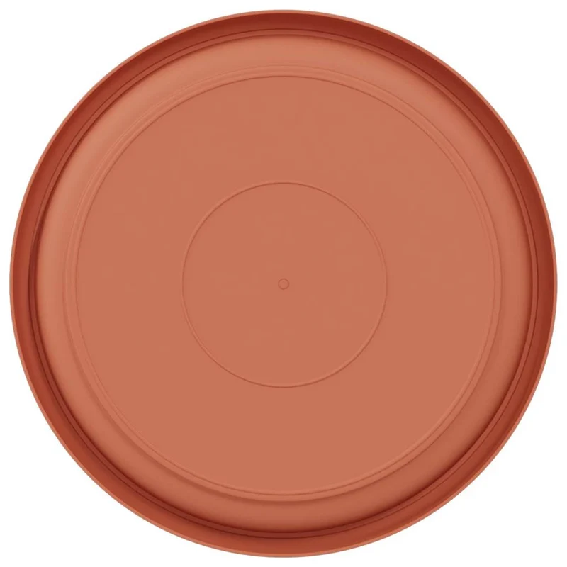 Lot de 24 plateaux à fleurs ronds 14 x 2 cm utilisation intérieure extérieure ergonomique moderne en plastique rouge brique 02_0059351
