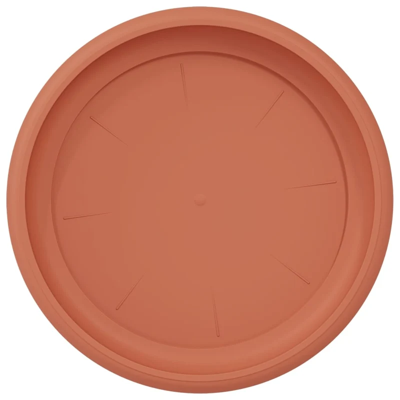 Lot de 24 plateaux à fleurs ronds 14 x 2 cm utilisation intérieure extérieure ergonomique moderne en plastique rouge brique 02_0059351