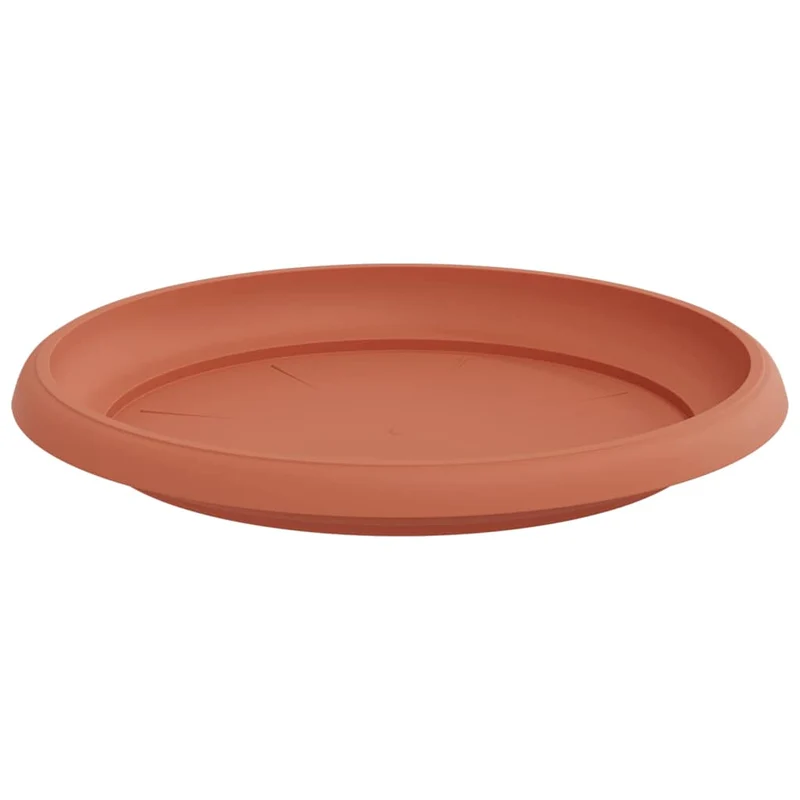 Lot de 24 plateaux à fleurs ronds design moderne intérieur extérieur 14 x 2 cm en plastique rouge brique 02_0059350