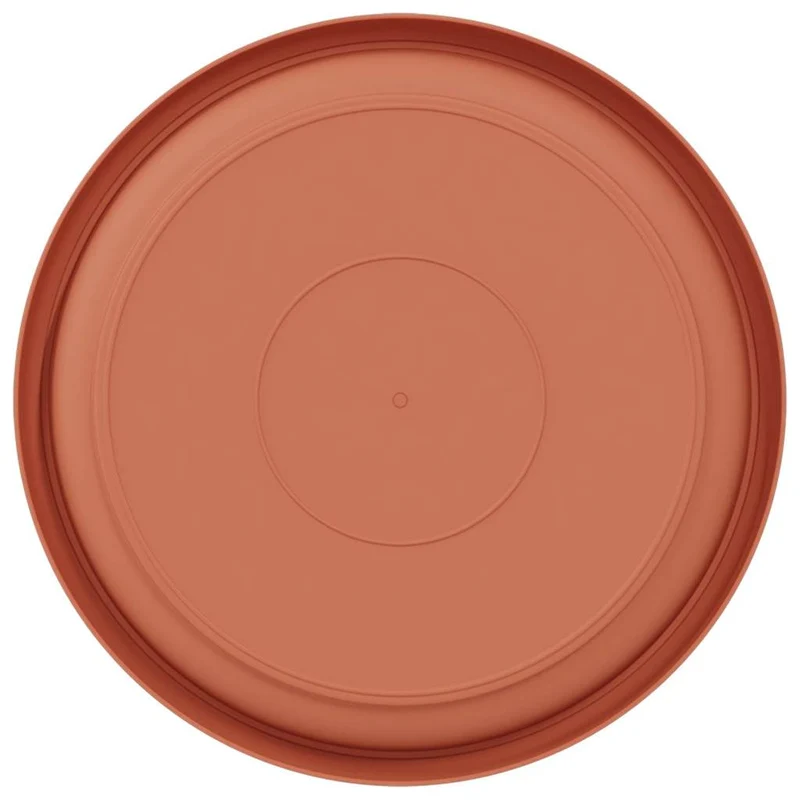 Lot de 24 plateaux à fleurs ronds design moderne intérieur extérieur 14 x 2 cm en plastique rouge brique 02_0059350