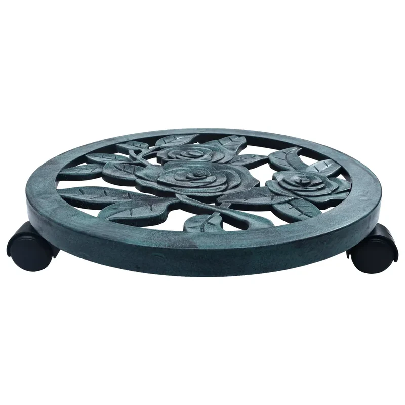 Lot de 6 chariots à plantes avec roulettes pivotantes 38 x 7,5 cm en plastique vert 02_0045945