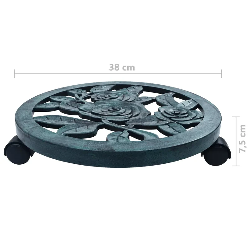 Lot de 6 chariots à plantes avec roulettes pivotantes 38 x 7,5 cm en plastique vert 02_0045945