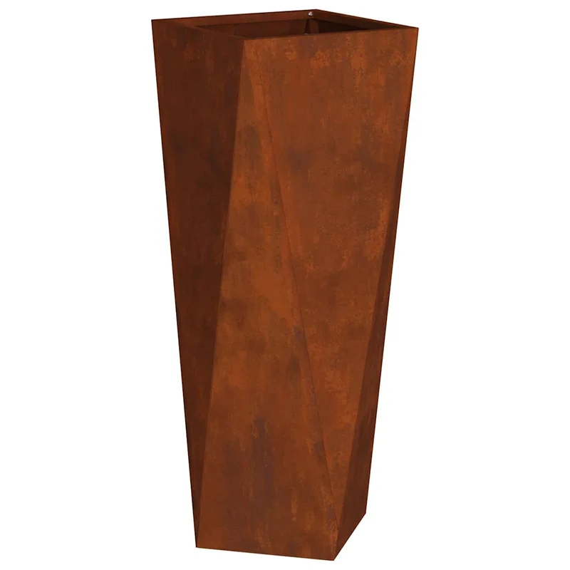 Jardinière rectangulaire moderne pour extérieur 30 x 30 x 75 cm design élégant résistance intempéries en acier rouillé 02_0053018
