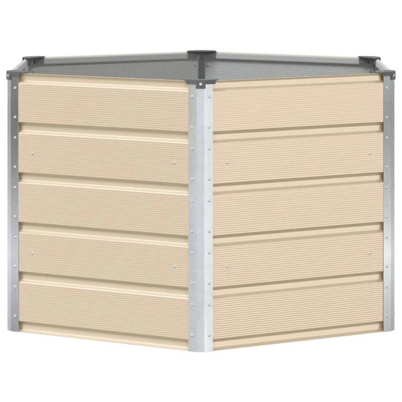 Jardinière hexagonale élégante moderne pour jardin 129 x 129 x 75 cm en acier ivoire 02_0059134