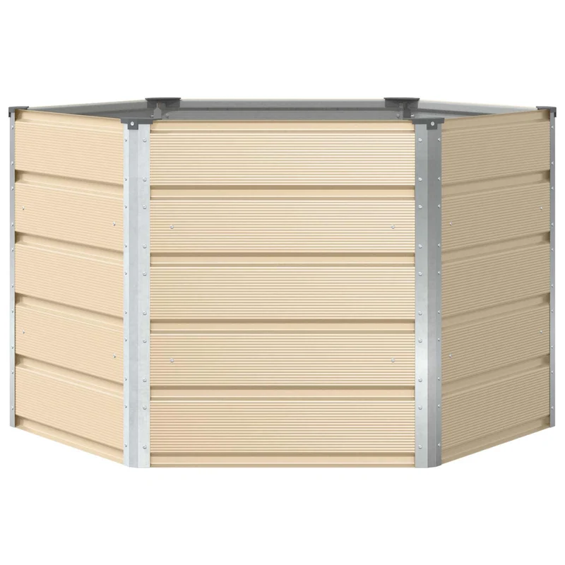 Jardinière hexagonale élégante moderne pour jardin 129 x 129 x 75 cm en acier ivoire 02_0059134