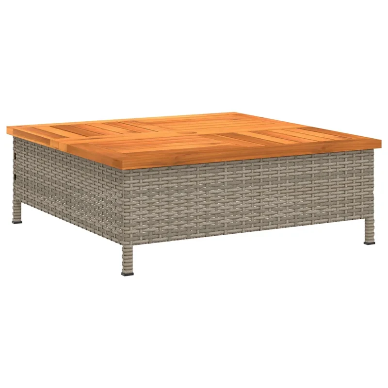Couvercle de base de parasol table basse polyvalente jardin 70 x 70 x 25 cm en résine tressée gris 02_0047445