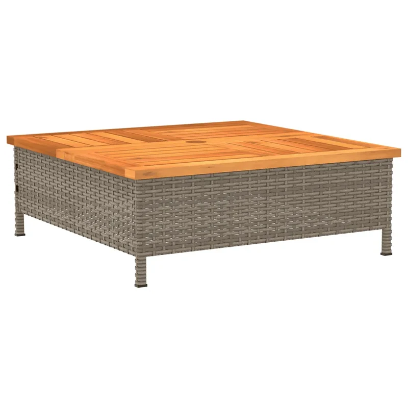 Couvercle de base de parasol table basse polyvalente jardin 70 x 70 x 25 cm en résine tressée gris 02_0047445