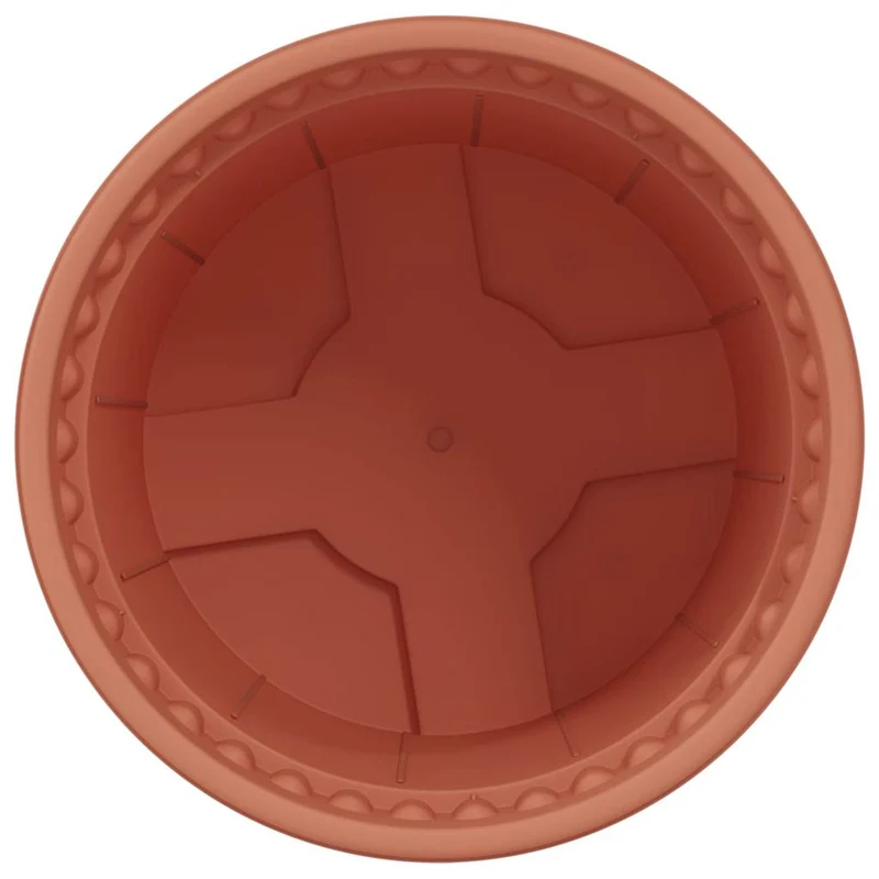 Lot de 6 pots à fleurs ronds modernes 12,5 x 12,5 x 10 cm avec drainage pratique style contemporain en plastique rouge brique 02_0059307