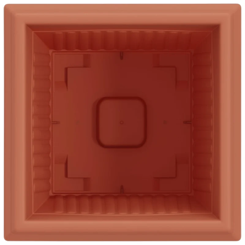 Lot de 6 pots de fleurs carrés modernes jardin 43 x 43 x 33,5 cm en plastique rouge brique 02_0059360