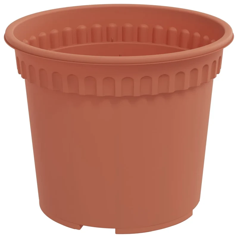 Lot de 24 pots à fleurs ronds modernes pour balcon jardin 12,5 x 10 cm en plastique rouge brique 02_0059315