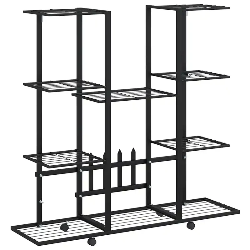 Jardinière à roulettes design moderne 94 x 24 x 91 cm espace spacieux extérieur en fer noir 02_0047087