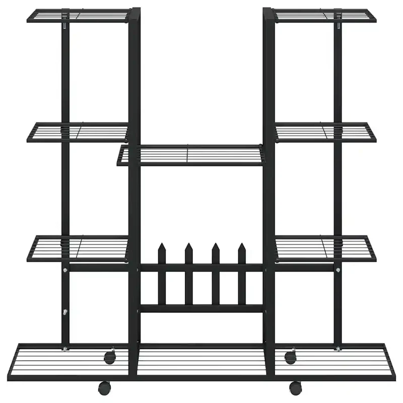 Jardinière à roulettes design moderne 94 x 24 x 91 cm espace spacieux extérieur en fer noir 02_0047087
