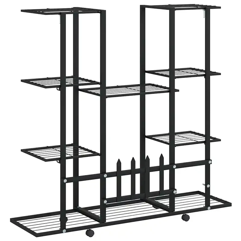 Jardinière à roulettes design moderne 94 x 24 x 91 cm espace spacieux extérieur en fer noir 02_0047087